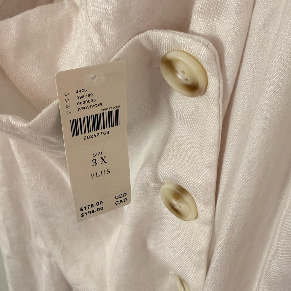 Anthropologie NWT Sleeveless Square-Neck Linen Button Wrap Midi Dress 3X - Picture 7 of 12